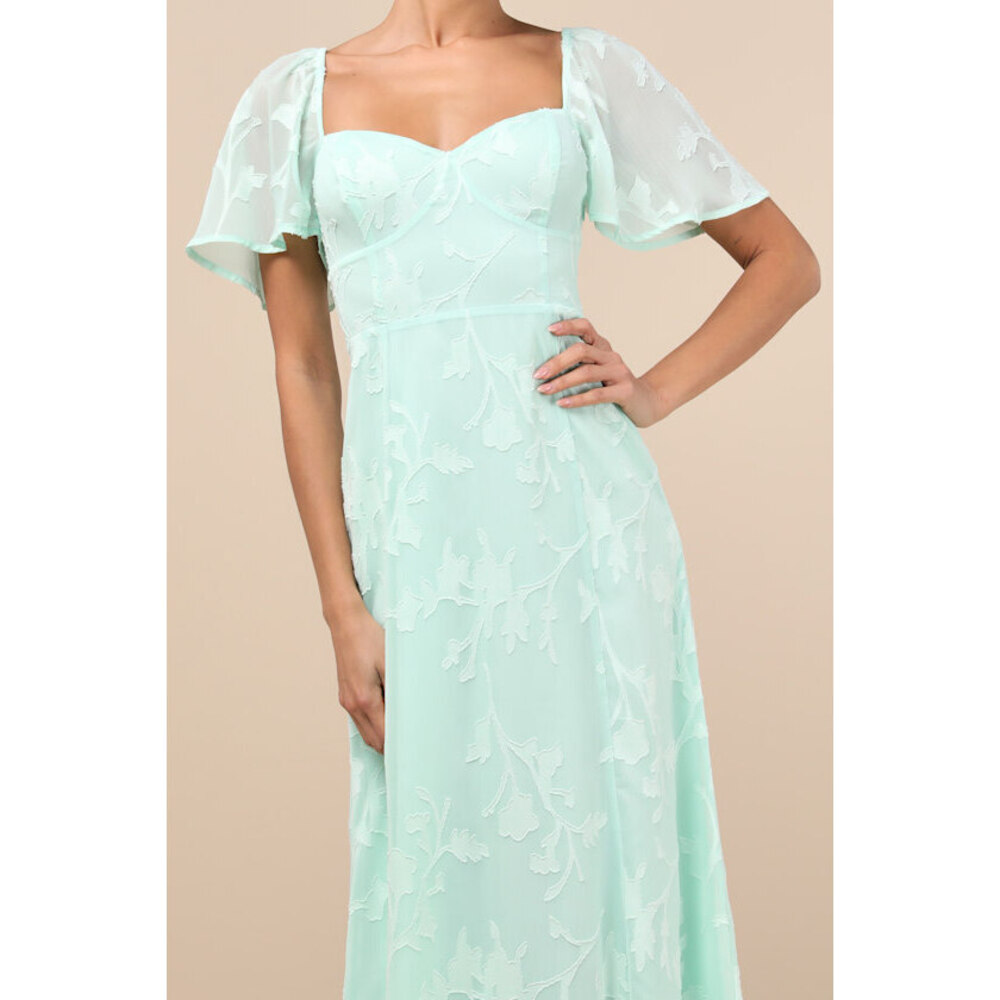Lulus Tailor Made For You Mint Green Jacquard Lace-up Maxi Dress - Size S